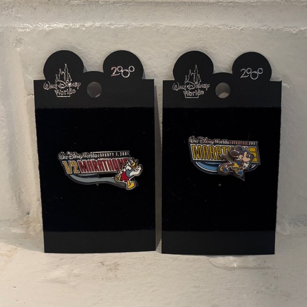 2001 Walt Disney World 1/2 Marathon and Marathon Lot of Two Trading Pins